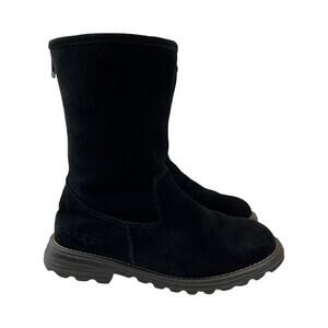 UGG Black Suede Shearling Lined Zip Boots Womens Size 7 Winter Comfort